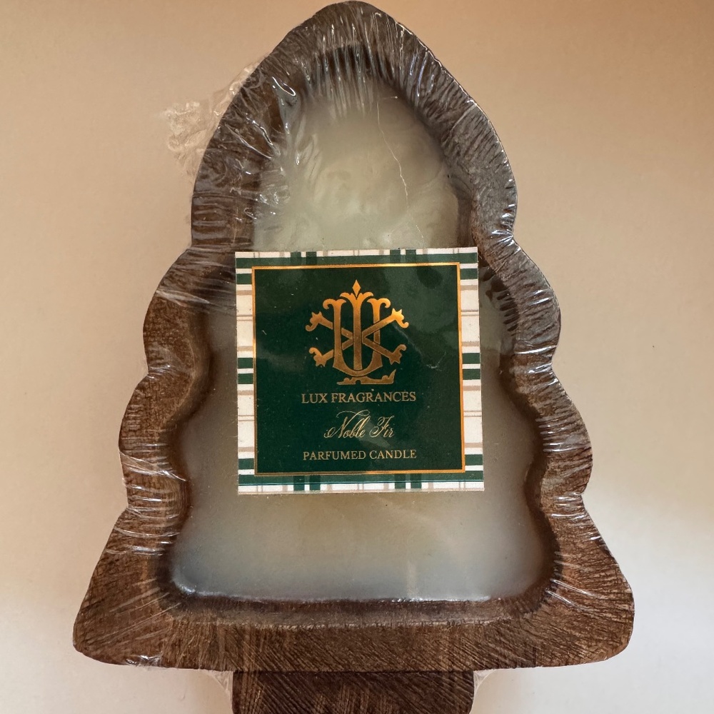 Lux Noble Fir-Fall 2 Wick Tree Wood Bowl Candle!